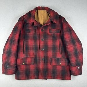 Vtg 50s 60s Wool Cruiser Jacket Men's 48 Red Black Hunting COMMAR Game Pocket